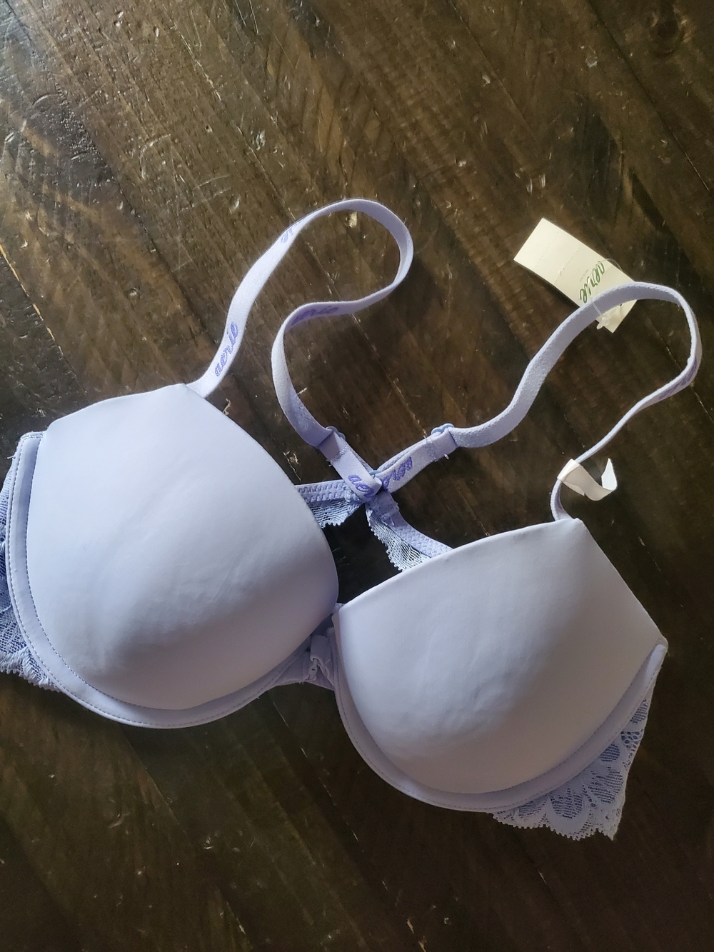 aerie Lavender Lace-Trim T-Shirt Bra